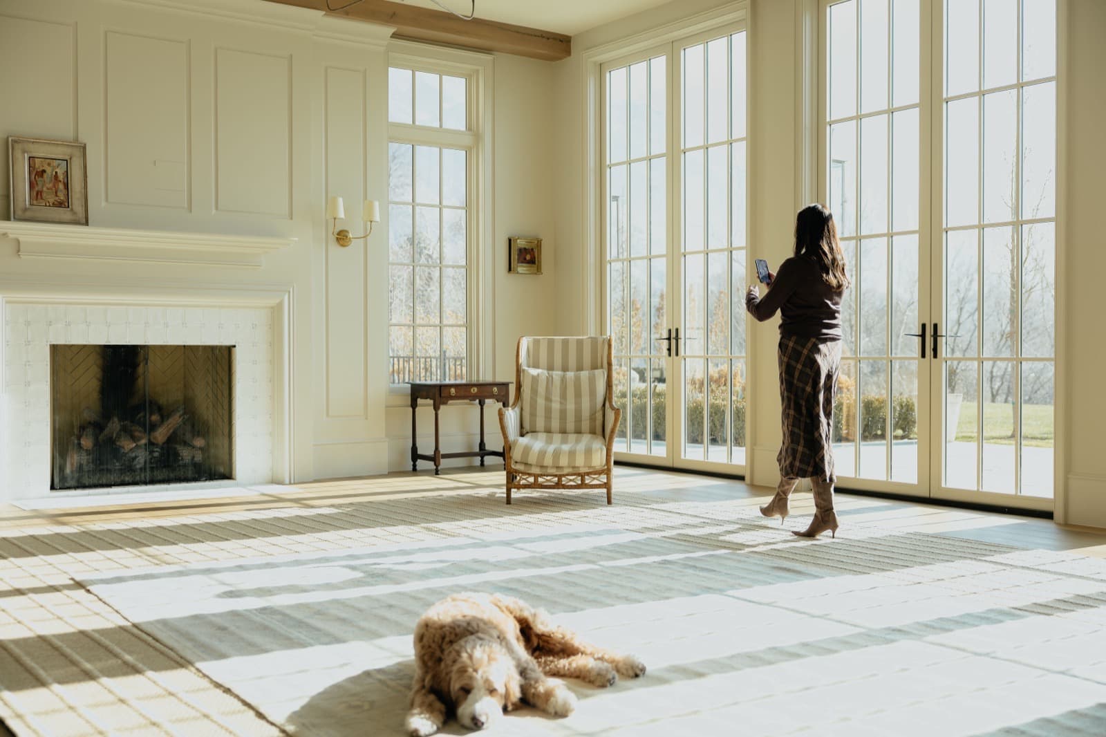 Bright Utah home living room staged for sale